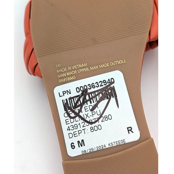 Open Edit Linx Slide Sandal Women's Woven Vamp Strap Orange Size US6M - Picture 9 of 9